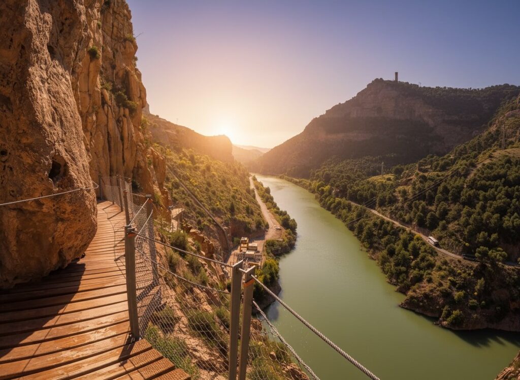 Tickets vanuit Málaga naar de Caminito del Rey – uitzicht op de kloof en de houten loopbrug